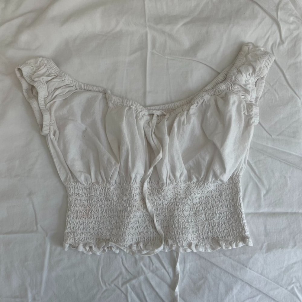 John Galt off-the-shoulder crop top